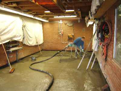 putting on the concrete