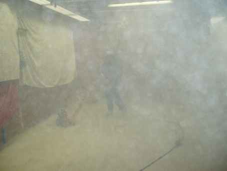 floor sanding with dust